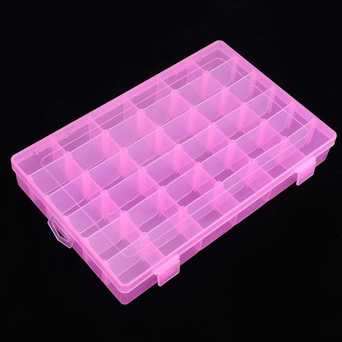 Asixx Rubber Band Storage Box, 36 Slots Plastic Case Rubber Band Earrings Storage Box for Home Organizer Storage Box Rubber Band Storage Box(Pink)