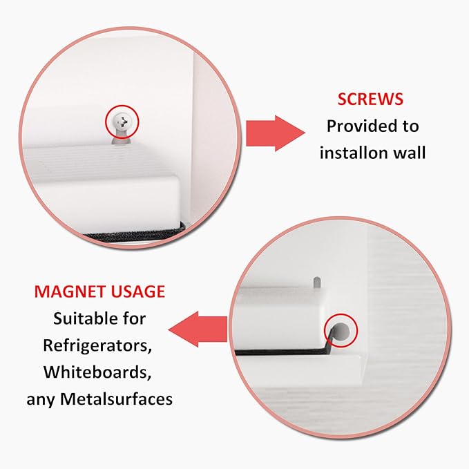 White Magnetic Dry Erase Marker Holder for Whiteboard, Wall Mounted Marker Holder Stand with 10 Marker Slots and Eraser Holder for Office School Home (White, 1)