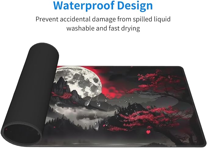 Extended Gaming Mouse Pad, Large Gaming Mouse Waterproof with Stitched Edges, Non-Slip Desktop Pad for Home and Office, Level Up Your 31.5x11.8 Inch… (Dark Night)