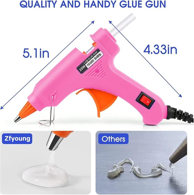 Mini Hot Glue Gun 10pcs Glue Stick Hot Glue Gun Set for Quick Fix Artist DIY Art Home 20w Pink