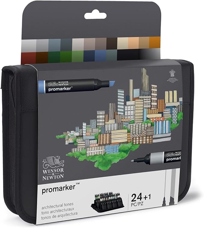 Winsor & Newton ProMarker Set, 24 Count, Architecture Wallet