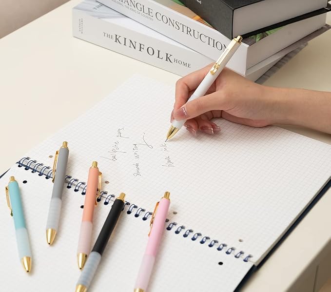 Pens, Pens Fine Point Smooth Writing Pens, Personalized Ballpoint Pens Bulk, Flair Colorful Pens, Black Ink 1.0 mm Journaling Pen, Office Supplies for Women & Men, Note Taking(6-pack)