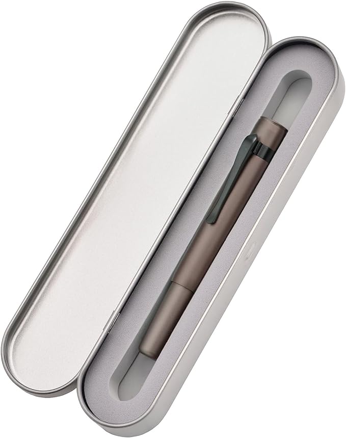 Hongdian M2 Black Forest Mini Fountain Pen, Fine Soft Nib & Sleek Shape Aluminium Short Pocket Travel Pen (Caramel Brown)