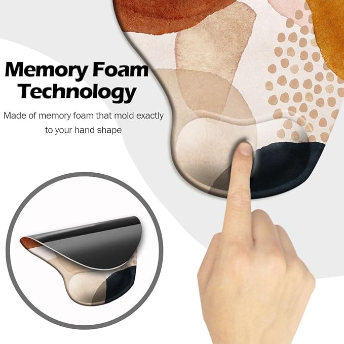 DOOKE Ergonomic Mouse Pad with Wrist Support and Coaster,Mouse Pads with Non-Slip PU Base for Home Office Working Studying Easy Typing & Pain Relief Aesthetic Art