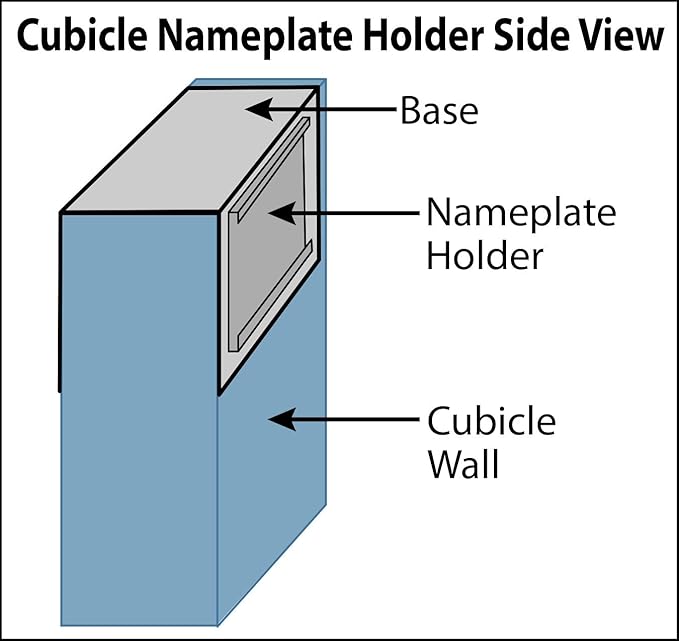 The Original Over the Cube - Quality Aluminum, Changeable Cubicle Nameplate Holder, Black Base, and Matte Black Name Plate Holder, (2" Cubicle Wall Depth) - Made in The USA