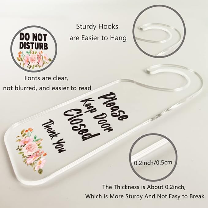 Do Not Disturb Door Sign Engraved Acrylic Hanger Handle Home Decor Acrylic Banner Acrylic Hanging Sign Door Plaque Handmade Office Hanging Sign Please Keep Door Closed