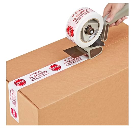 Heavy Duty Packing Stop Tape for Shipping,Packing and Moving 2" Wide x 2.0 Mil Thick -110 Yrd Roll -Acrylic Adhesive Tape for Box Sealing. (1 Roll, Stop, 2" Wide x 110 yds)