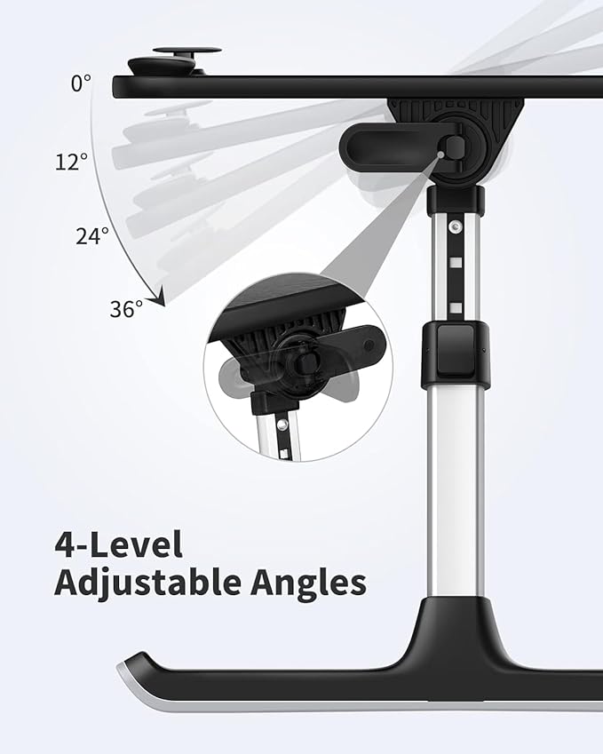 Laptop Desk for Bed, SAIJI Height & Angle Adjustable Laptop Stand for Bed, Lap Desk Bed Tray Table, Light Weight Foldable Portable Laptop table for Couch Sofa Chair Floor Desk for Adults, Kids (Black)