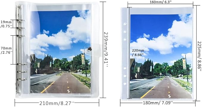 White Clear PVC Kpop Photocard Binder Loose Leaf 6-Ring Wide A5 Photocards Holder with 8 Inch 50 Pockets Photo Pages Transparent Card Sleeve Protectors Page for Photos Cards Album Folder Organizers