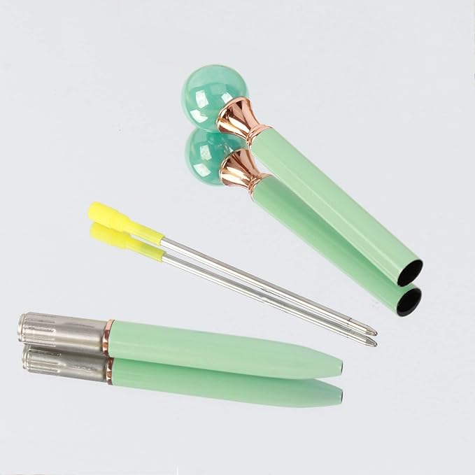 6 Pieces False Pearl Decoration Twist Metal Ballpoint Pen Ball Pen 1.0 MM Black Ink