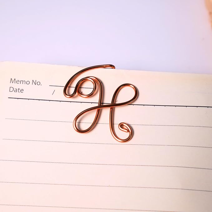 Personalized Initial Copper Bookmark, Set of 5, Handmade Copper Gift for Her, Him, Couple on Birthday, Wedding Anniversary, Alphabet Bookmark (H)