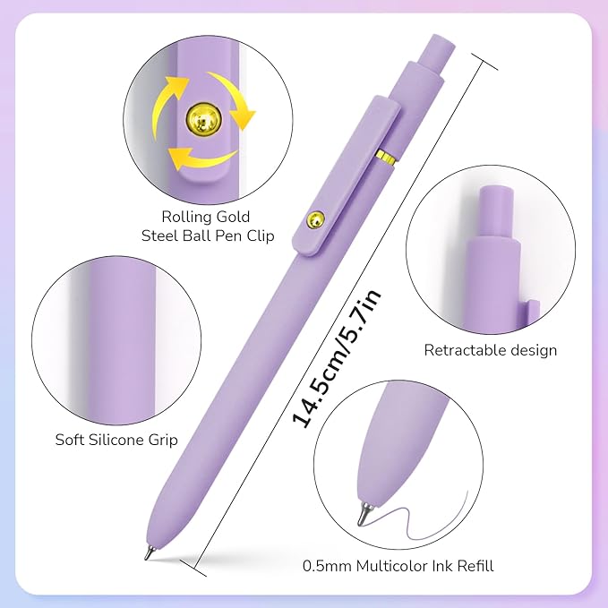 UIXJODO Colored Pens, 6 Pcs Colorful Pens Fine Point Smooth Writing Pens, 0.5mm Colored Ink Gel Pens for Journaling Note Taking Planner, School Supplies Gifts for Nurse Teacher (6 Pcs Gold Vibrant)