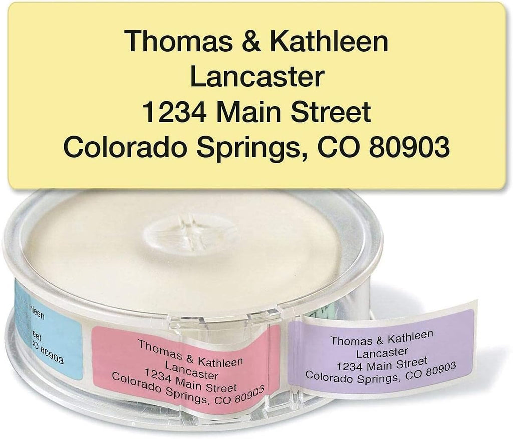 Colorful Images Pastel Multicolor Rolled Return Address Mailing Labels with Dispenser, Customize with Name & Shipping Address, 500 Self Adhesive, Easy Peel Sticker Label Roll, 3/4" x 2 1/2"