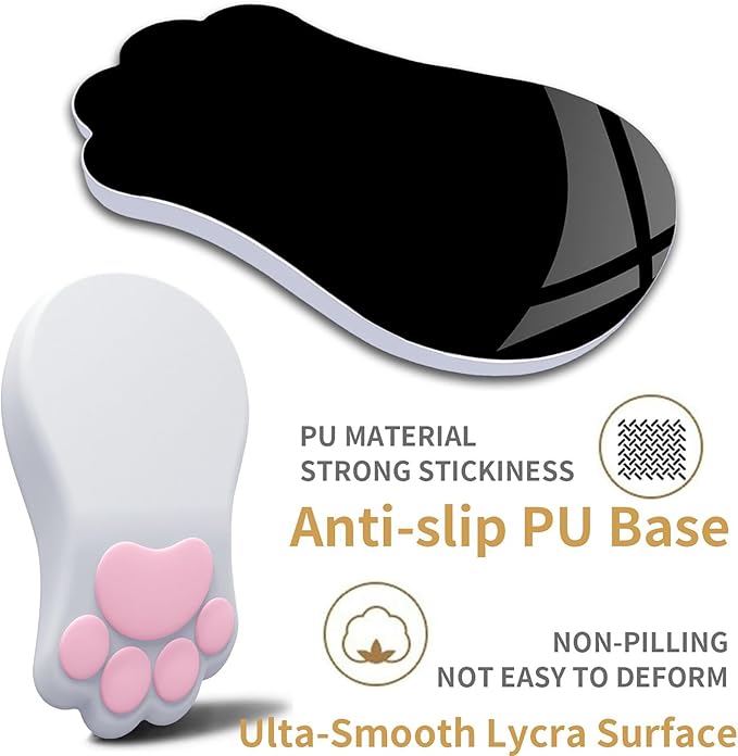 Ergonomic Mouse Pad with Wrist Rest,Cute Cat Paw Mousepad Wrist Support,Comfortable Massage Design Computer Pain Relief Mouse Pad with Non-Slip PU Base for Desk Laptop Gaming Office,Grey