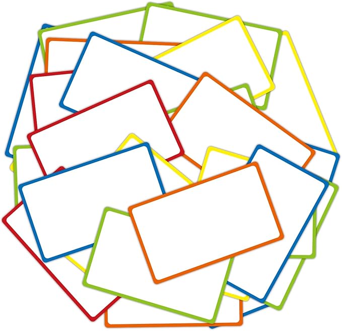 Dry Erase Magnetic Label 5x3 Inch Colored Border, 40 Pack, Reusable Magnetic Dry Erase Labels, Magnet Labels for Whiteboards