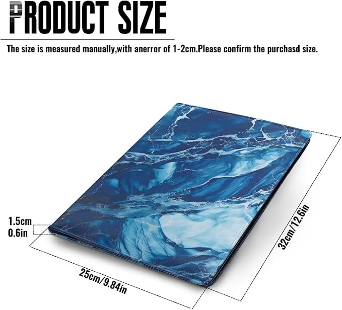 Cozeyat Blue Ocean Padfolio with Clipboard for Women Folders for School Aesthetic Portfolio Binder Organizer, A4 Business Interview Resume Folder