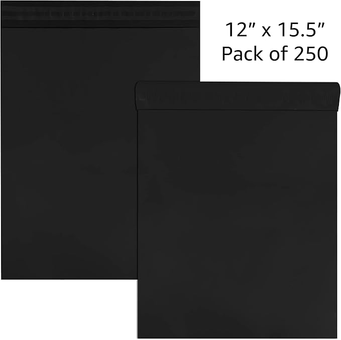 Colored Poly Mailers Pack of: (Black, 12" x 15.5" pack of 250) Be creative with your packaging with Colored mailers