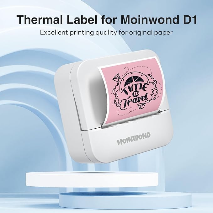 Thermal Paper Self-Adhesive Sticker Paper, Black on Pink/Blue/Yellow 57 x 25mm, 3-Rolls for Texts Notes Journal Photo and Notebuddy