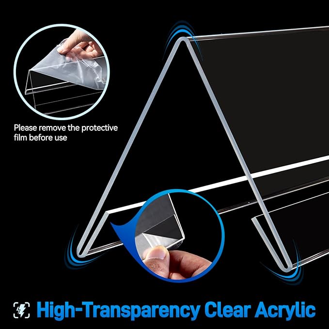 Set of 12 Acrylic Name Plates for Desks 3.15" x 7.87", V-Shape Tent Name Plate Display Clear Name Tent Holders for Office, School Classroom, Home, Conference, Meeting Rooms