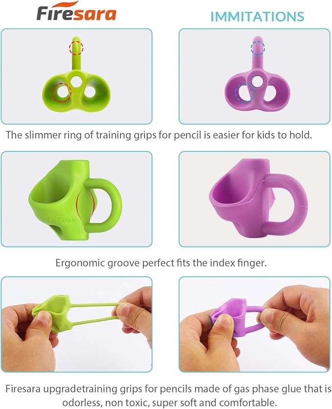 Firesara Training Grips, Original Breakthrough Assorted Writing Aid Grip Trainer Posture Correction Finger Grip for Kids Preschoolers Children Adults Special Needs for Lefties or Righties(4PCS)