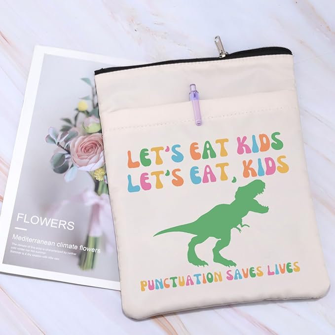 Grammar Lovers Book Cover English Teacher Appreciation Gift Punctuation Save Lives Book Sleeve Commas Gift Back to School Gift (EatKidsBS)