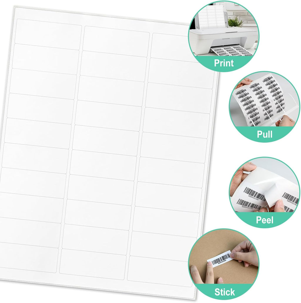 L LIKED Printable Address Labels, 1" x 2-5/8", 1,500 Labels, 30 per Sheet, Label Stickers for Envelopes (50 Sheets)