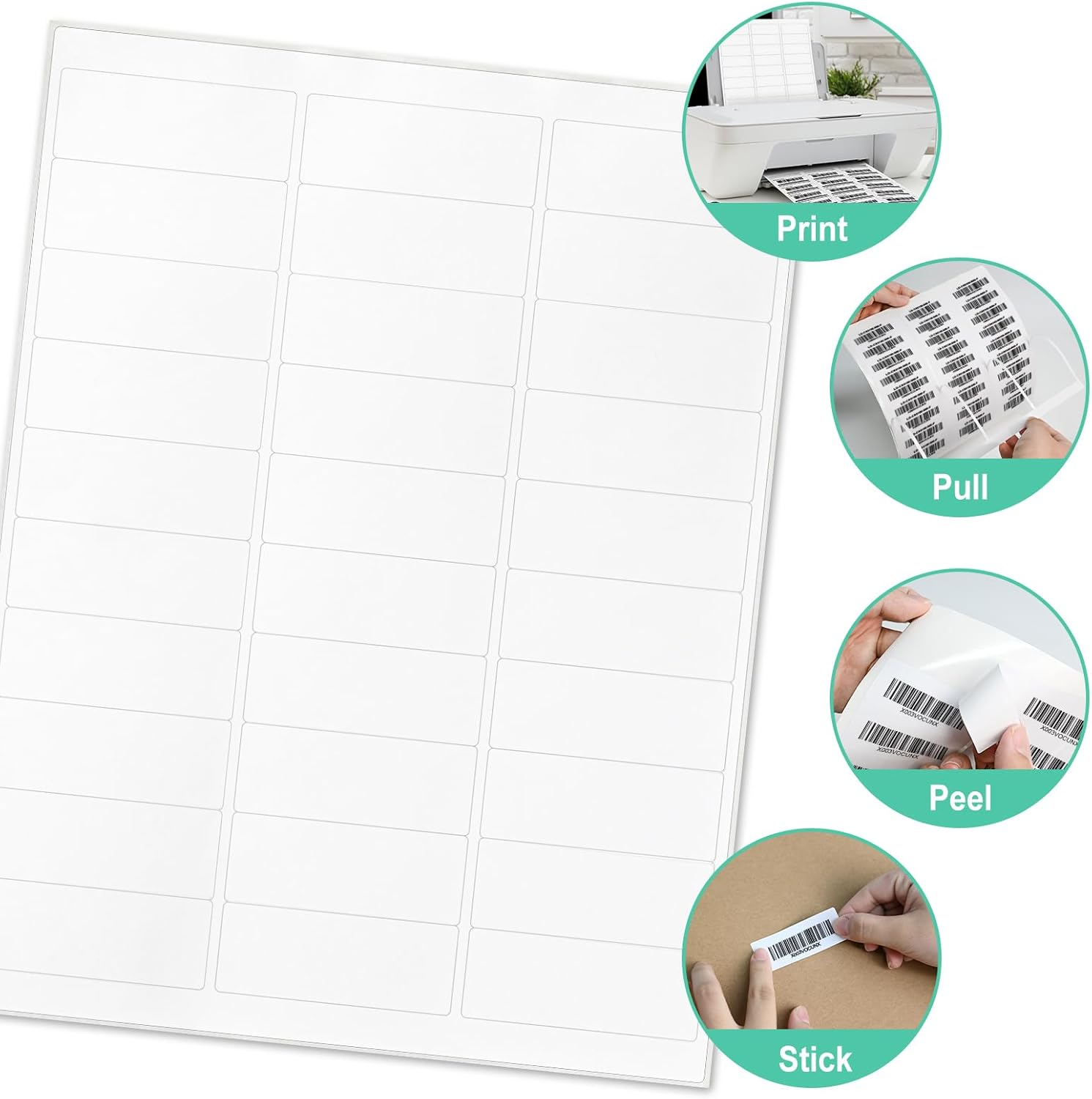 L LIKED Printable Address Labels, 1" x 2-5/8", 900 Labels, 30 per Sheet, Label Stickers for Envelopes (30 Sheets)