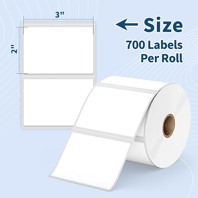 12 Rolls 3" x 2" Direct Thermal Labels - 8400 Labels Multipurpose Address Shipping Labels for Barcode Postage - Adhesive & Perforated, Compatible with Rollo, Zebra, Munbyn, and Other Desktop Printers