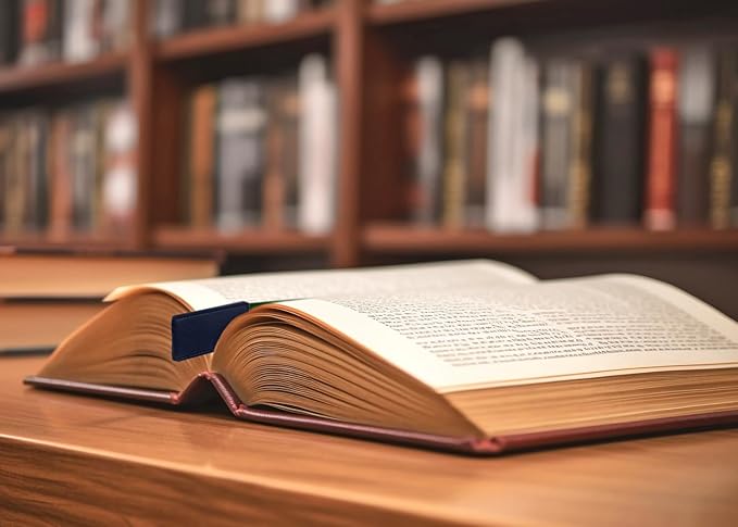 Bible Ribbon Bookmark Artificial Leather Multiple Page Marker with 5 Color Ribbons for Book Lover Reader Teacher Student Christmas Gift (Blue)