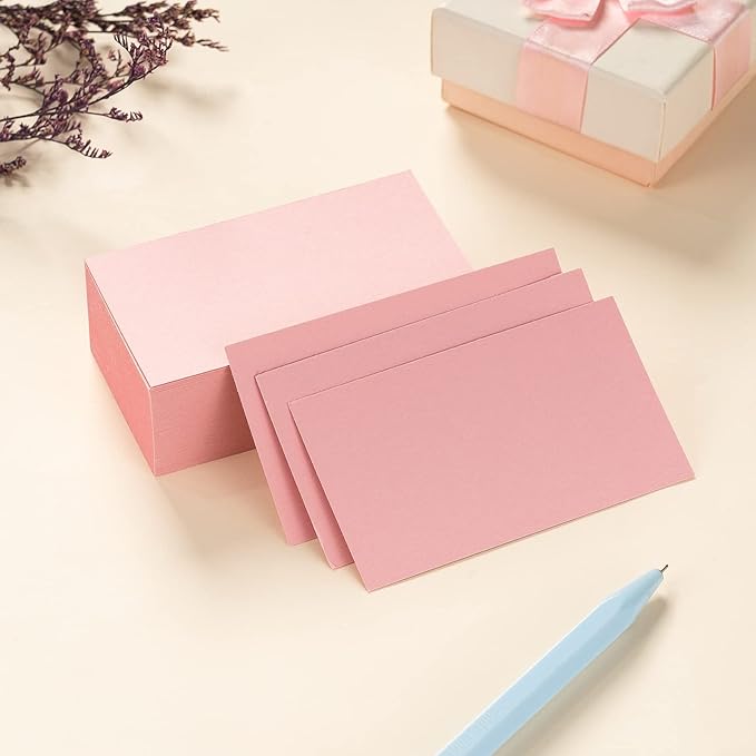100 Pack Thick Paper Cardstock Blank Heavy Cards Stock for Invitations, Greeting Cards Making, Postcards, Photos, 250GSM Thick Paper (Pink, 2x3.5 inches)