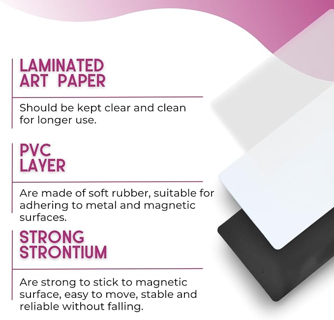 Availey 30 Pieces (5 x 3") - White Magnetic Dry Erase Labels - Reusable Strips for Classroom Home Office Garage Refrigerator Blank Writable Erasable Cards Name Tags Students Locker Shelf