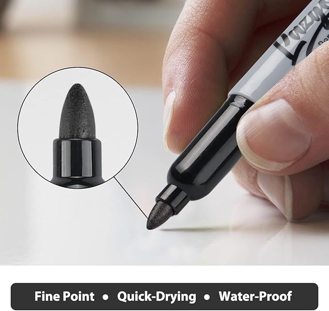 Permanent Markers Bulk, LAZGOL120 Pack Fine Tip Black Permanent Markers, Waterproof Markers, Premium Smear Proof Pens, Quick Drying, Office Supplies for School, Office, Home