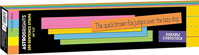 Astrobrights Colored Sentence Strips, 3" x 24", 65 lb/176 gsm, 5-Color Assortment, 100 Count (91992)
