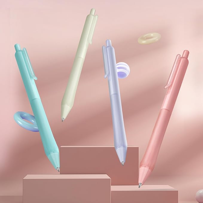 WRITECH Retractable Gel Ink Pens: Fine Point 0.7mm Assorted Color Soft Grip 8ct No Bleed & Smear Extra Smooth Writing Bullet Tip Colored Pen Set for Journaling Coloring