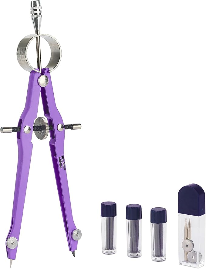 Mr. Pen- Professional Compass for Geometry, Purple with Extra Leads, Metal Compass with Lock, Drawing Compass, Geometry Compass, Math Compass, Compass Drawing, Drafting Compass, Drafting Tools