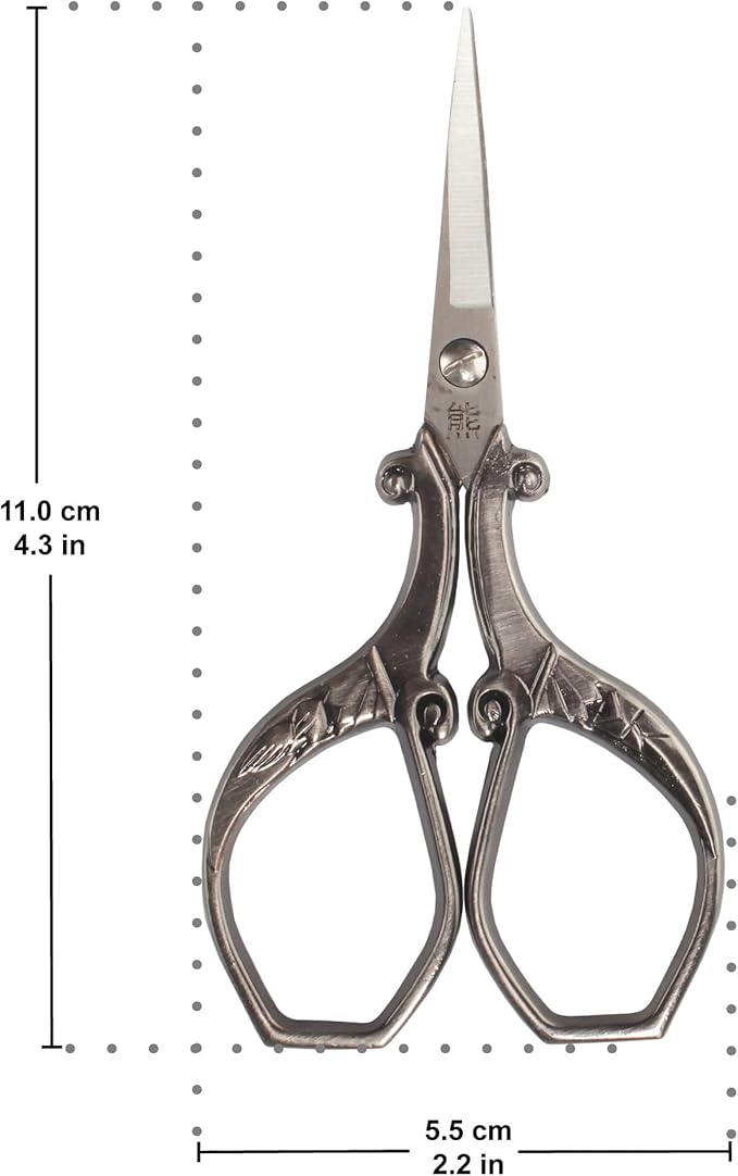 JubileeYarn Chinese Wing & Cloud Embroidery Craft Scissors - Antique Silver - 10 Scissors