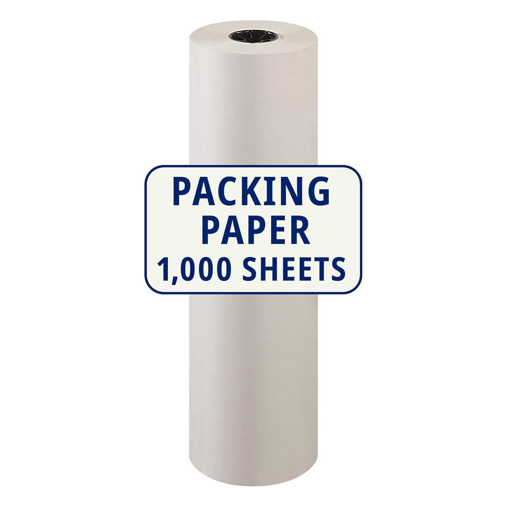 BOX USA Packing Paper Roll 1440'L x 30"W - 1,000 Sheets 17” Long Equivalent - Large White Newsprint for Shipping, Packaging, Storage and Moving Supplies