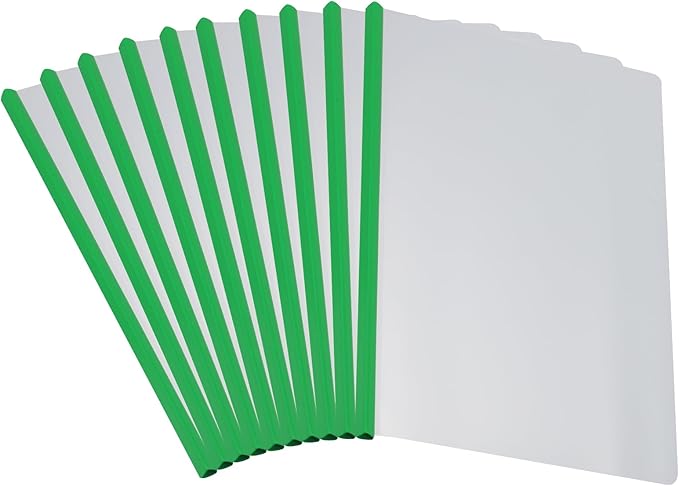 PATIKIL Clear Report Covers with Sliding Bar, 10 Pcs 15mm Slide-Grip Resume Covers 135 Sheets Capacity, A4 Presentation Folders for File, Resume Green