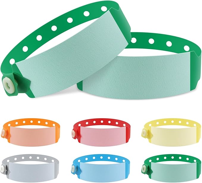 100pcs Vinyl Wristbands Hospital Identification Bands,Waterproof Adjustable Medical Wristband,Disposable Snap Wristband for Hospital (Color : Green)