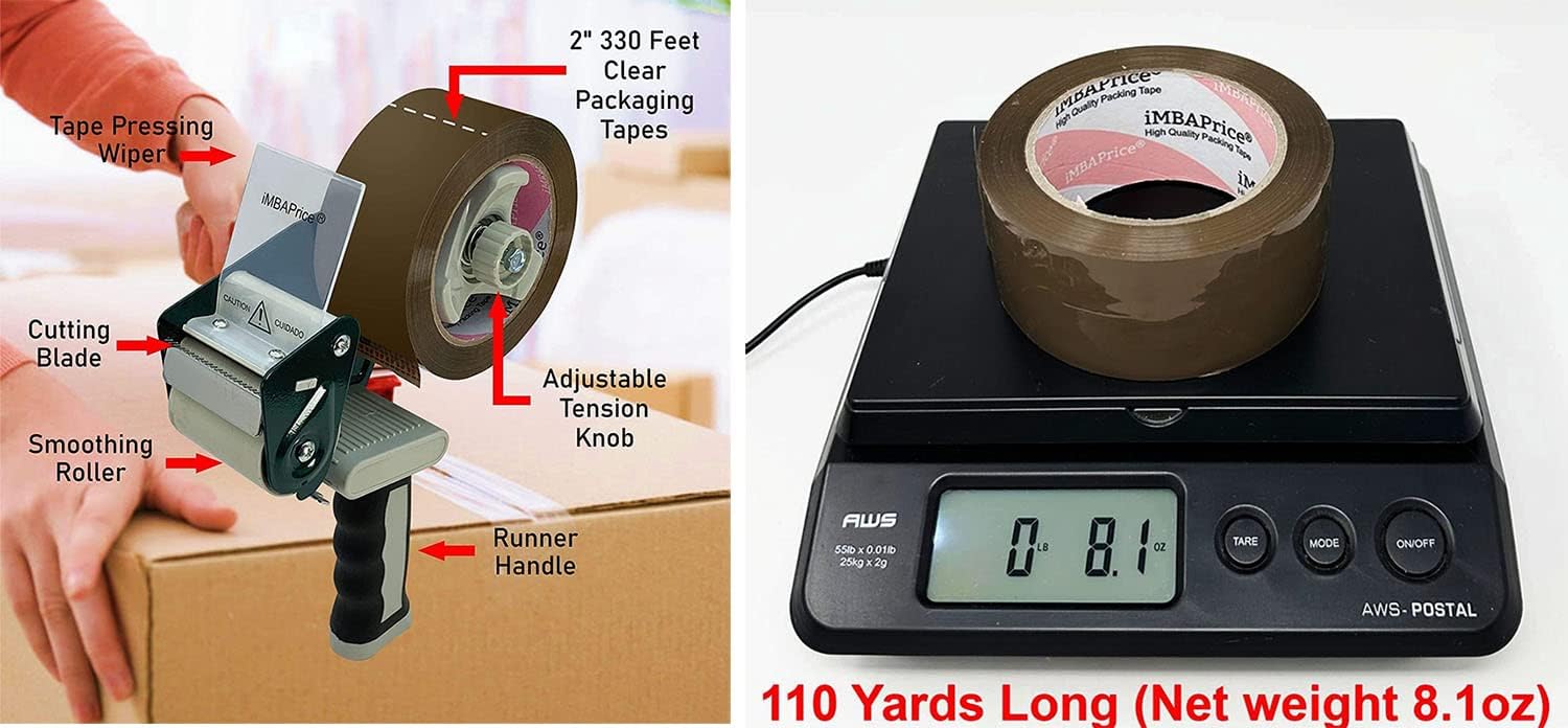 iMBAPrice Sealing Tape - 1 Box of Premium (36 Roll of 110 Yards) 36x330 Feet Long 2" Wide Brown Shipping Packaging Tape