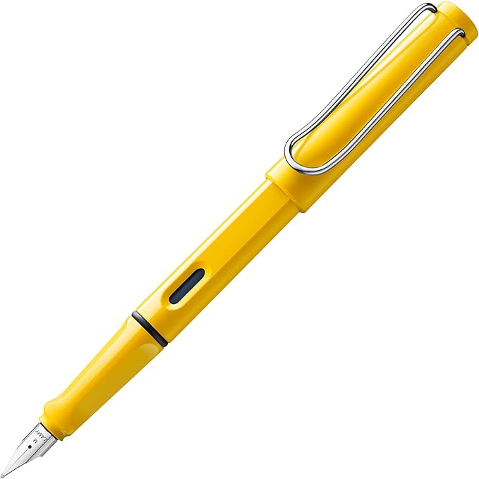 LAMY safari yellow - Fountain Pen with ergonomic grip & polished steel nib in size EF - ideal for any Writing & Calligraphy - including LAMY T 10 blue cartridge - Right-Handed
