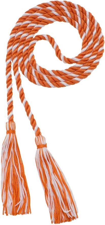 Tassel Depot Graduation Honor Cord - Orange/White - Every School Color Available - Made in USA