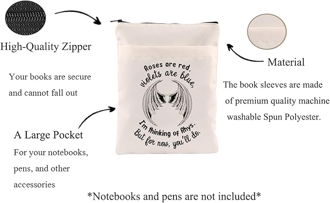 Roses are Red Violets are Blue Books Lover Gift Bat Boys Book Sleeve Book Merch Gift for Fans (Thinking of Rhys-b)