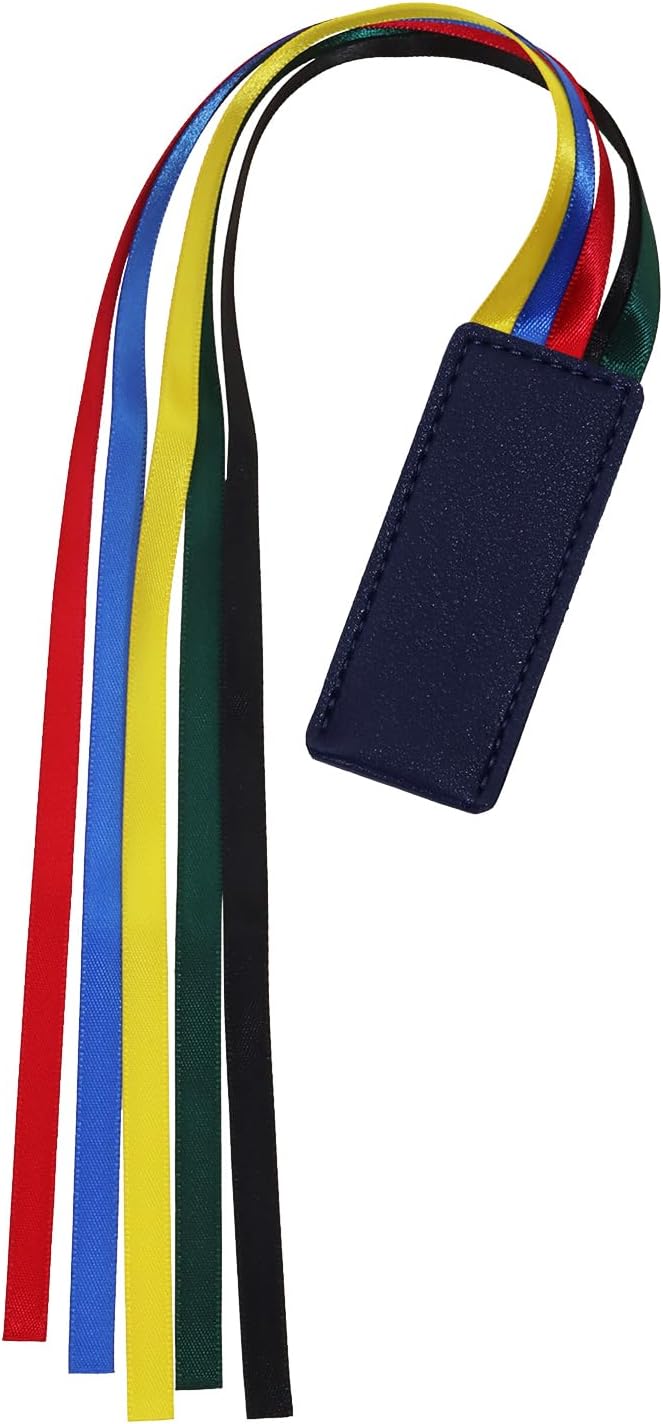 Bible Ribbon Bookmark Artificial Leather Multiple Page Marker with 5 Color Ribbons for Book Lover Reader Teacher Student Christmas Gift (Blue)