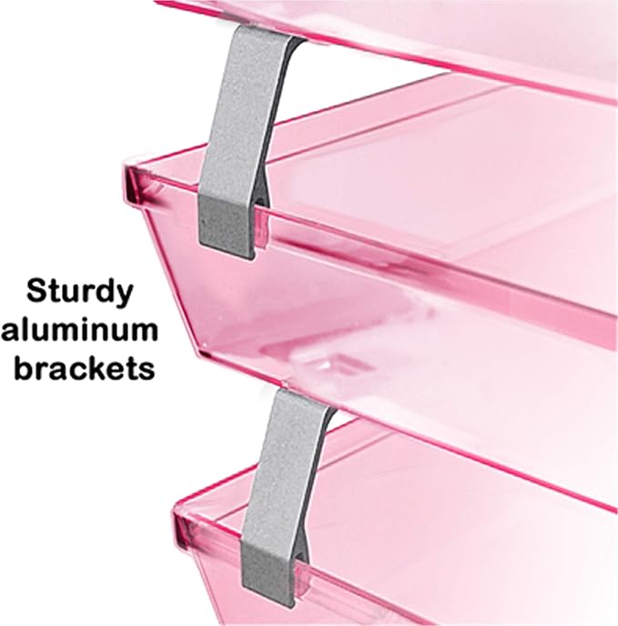 Acrimet 4 Tier Side Load Letter Tray Facility, Desktop File Organizer, A4 Letter Size Paper Organizer, Minimalist Storage Solution Paper Tray for Office, Home, Classroom (Plastic, Clear Pink Color)