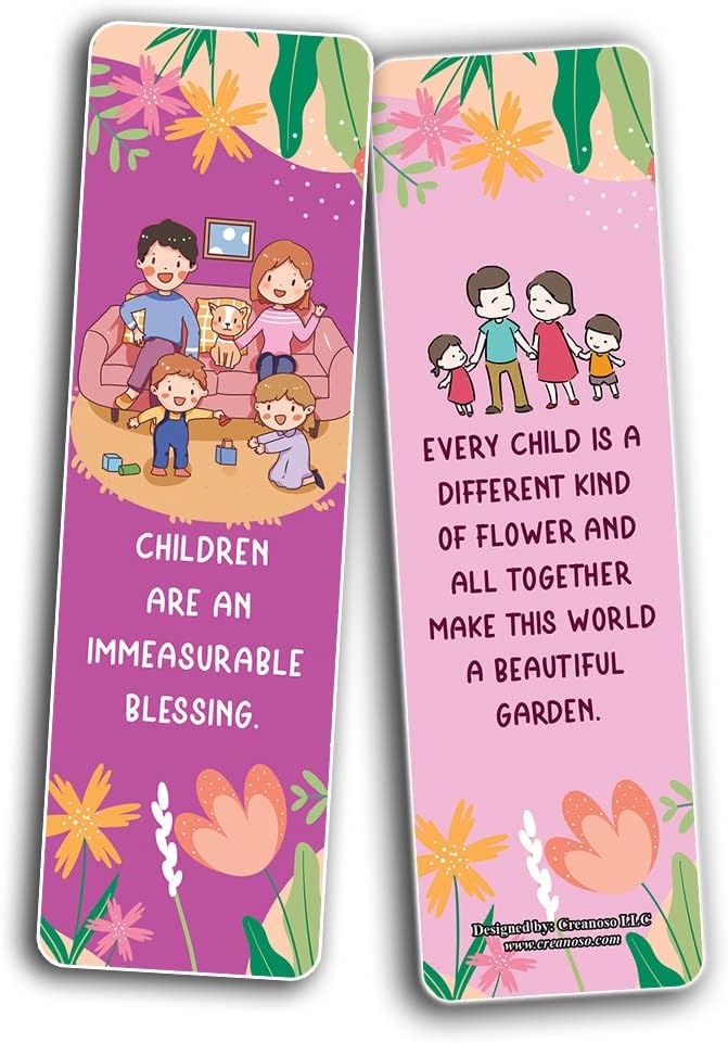 Creanoso A Happy Child Brings Joy to Our Life Quotes Bookmarks (10-Sets x 6 Cards) – Daily Inspirational Card Set – Interesting Book Page Clippers – Great Rewards for Adults and Professionals