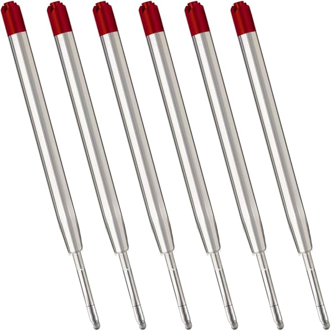 Red Ink Refills (6pcs), Replaceable Pens Refills, 1mm Medium Tip - Red