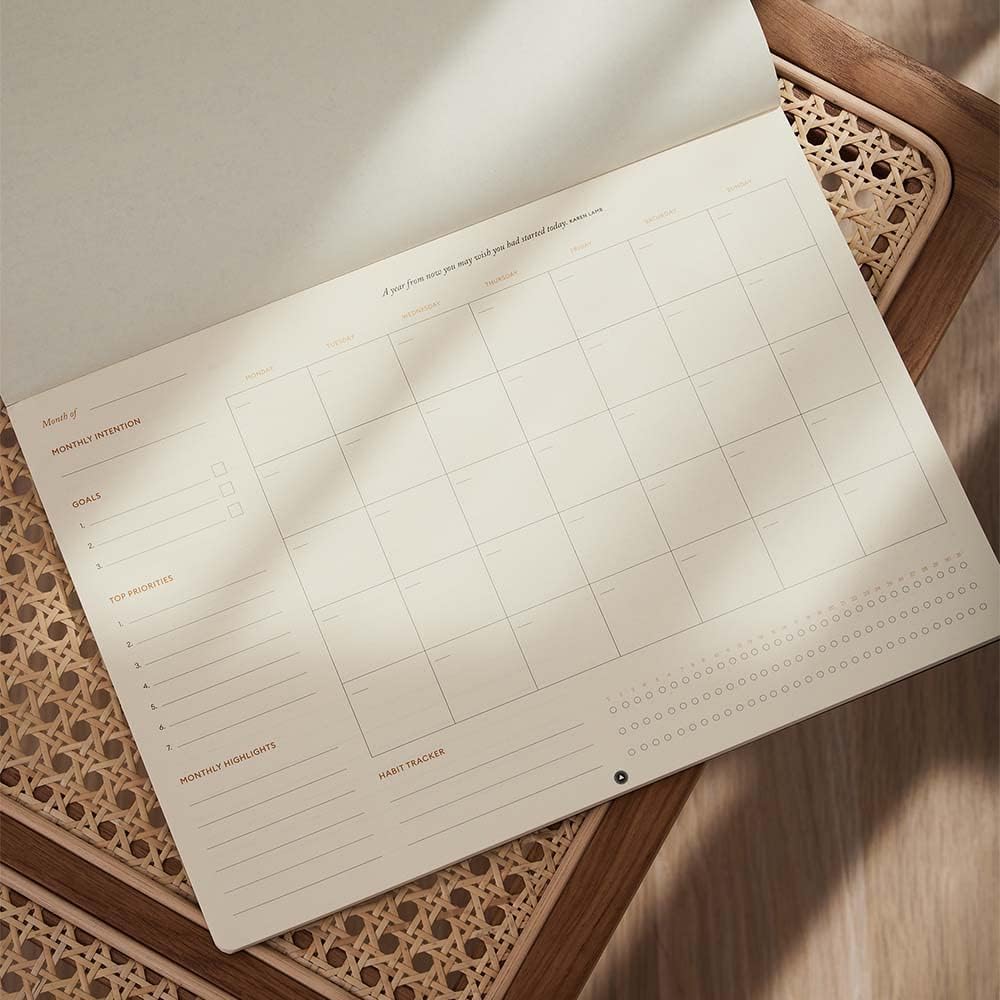 Intelligent Change Monthly Desk Pad, 2-Year Productivity Planner, Tear-Out Deskpad for to-Do List, Calendar, Productivity Tools for Time Management and Mindfulness, A4 Size, Black