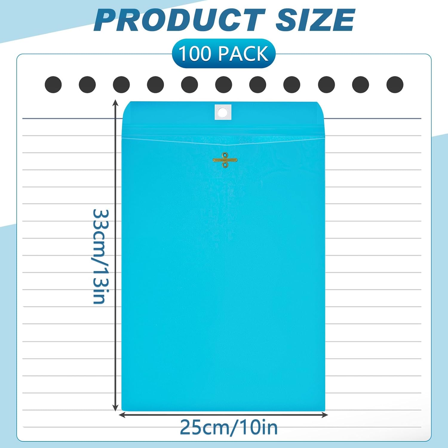 Geyee 100 Pcs Clasp Manilla Envelopes 10 x 13 Inch Gummed Colored Envelopes for Storing or Mailing for Home Office Business Supplies(Lake Blue)