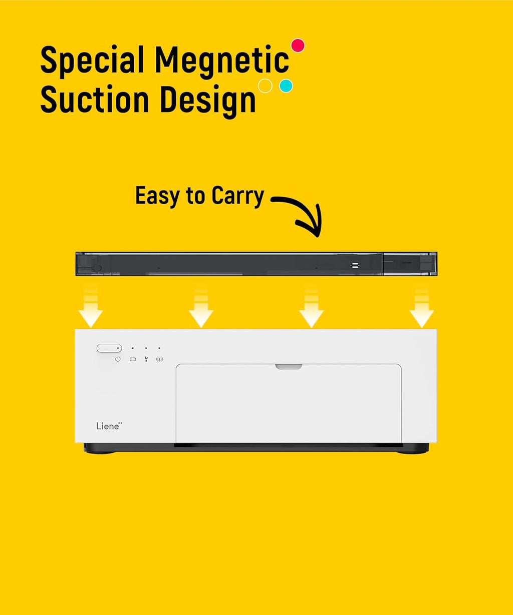 Liene White M200 4x6'' Photo Printer Battery Edition, Wireless Photo Printer for iPhone Android, Dye Sublimation Printing Full-Color Photo 20-Sheet, Portable Picture Printer Ideal for Travel Home Use